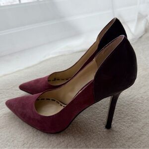 Enzo Angiolini Castalia Deep Red Burgundy Suede Matte Leather Stiletto Heels